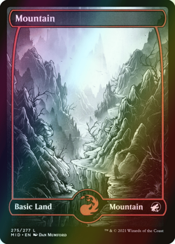 MTG Mountain (275) Showcase Full Art Foil ** Midnight Hunt ** English (NM) - Image 1
