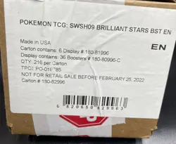 6x SWSH Brilliant Stars SEALED Booster Boxes. (CASE of AUTHENTIC Pokemon Cards) - Image 1