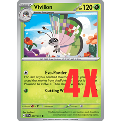 4x Pokemon TCG Vivillon 007/191 Surging Sparks Regular Card English 2024 NM - Image 1