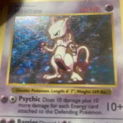 Mewtwo Base Set 2 Rare Holo 10/102 Pokemon Card - MP - Image 3
