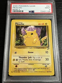 PIKACHU PSA 9 Mint 2000 Base Set II 87/130 Pokemon - Image 1