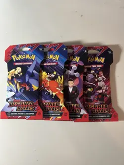 💥 (4) Pokemon Destined Rivals SLEEVED Booster Packs Complete ART SET - Image 1