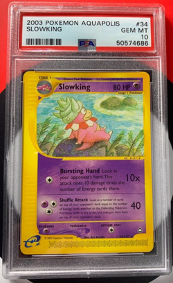 SLOWKING 34/147 AQUAPOLIS RARE 2003 Pokemon Card PSA 10 GEM MINT - Image 1