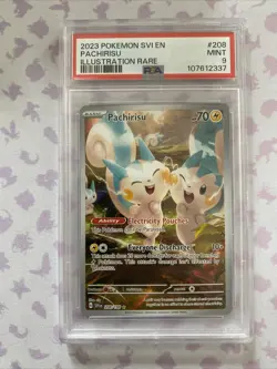 2023 POKEMON SVI EN-SCARLET & VIOLET 208 PACHIRISU ILLUSTRATION RARE PSA 9 Mint - Image 1