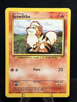 Growlithe 28/102 - Base Set Pokemon EXC BUY 2 CARDS GET 1 FREE!! - Image 1