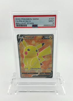 PSA 9 Pokemon Sword & Shield Brilliant Stars 157 FA Pikachu V - Image 1