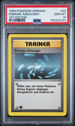 1999 Pokemon GERMAN 1st Edition Base Set Energy Vacuum 92/102 PSA 10 GEM MINT - Image 1