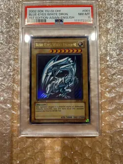 PSA 8 2002 Blue-Eyes White Dragon SDK-001 1st ED Ultra Rare YuGiOh English NM - Image 1