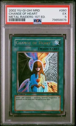 Yugioh Change Of Heart PSA 5 MRD-060 1st Edition Ultra Rare 2002 Metal Raiders - Image 1