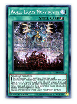 World Legacy Monstrosity MP20-EN076 Prismatic Secret Rare 1st Edition - Yugioh - Image 1