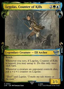 1x (663) Legolas, Counter of Kills - FOIL - SHOWCASE SCROLL MTG The Lord of the - Image 1