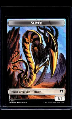 MTG Magic the Gathering CMM Commander Masters #57 Double Sided Token Sliver Copy - Image 1