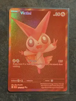 Red Monochrome Victini Black Bolt 171/086 BWR RARE Pokemon Card English In Hand - Image 1