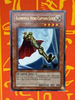YUGIOH ELEMENTAL HERO CAPTAIN GOLD ULTRA RARE 1ST EDITION EXCELLENT FOTB-EN014 - Image 1