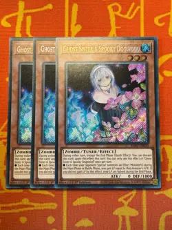 YUGIOH GHOST SISTER & SPOOKY DOGWOOD SECRET RARE NM RA03-EN020 x3 PLAYSET - Image 1