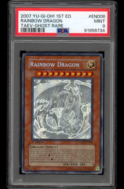 Yugioh PSA 9 MINT Rainbow Dragon 1st Edition TAEV-EN006 GHOST RARE 2007 - Image 1