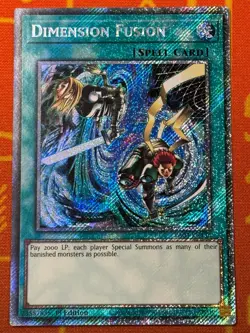 YUGIOH DIMENSION FUSION PLATINUM SECRET RARE 1ST NM RA03-EN136 - Image 1