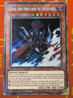 YUGIOH GORZ THE EMISSARY OF DARKNESS PLATINUM SECRET RARE 1ST NM RA03-EN210 - Image 1