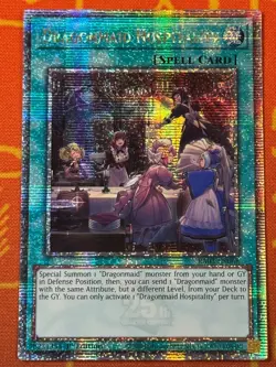 YUGIOH DRAGONMAID HOSPITALITY QUARTER CENTURY SECRET RARE 1ST NM RA03-EN068 - Image 1