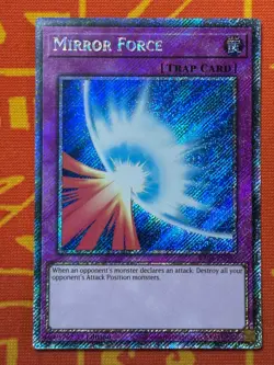 YUGIOH MIRROR FORCE PLATINUM SECRET RARE NEAR MINT RA03-EN093 - Image 1