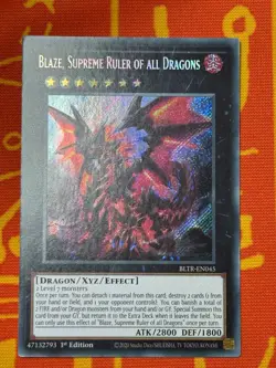 YUGIOH BLAZE, SUPREME RULER OF ALL DRAGONS SECRET RARE 1ST NEAR MINT BLTR-EN045 - Image 1
