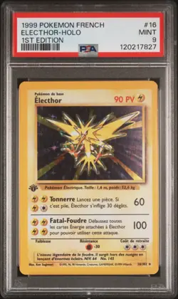 PSA 9 Electhor French Zapdos 1st Edition Base Set Holo Pokemon Card #16 Mint - Image 1
