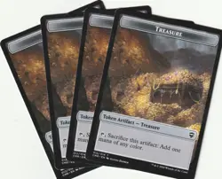 ✪ 4 MAGIC The Gathering TREASURE Token Artifact PLAYSET CMR/EN NM/EX - Image 1