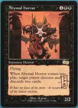 Abyssal Horror Urza's Saga NM Black Rare SIGNED MAGIC CARD (ID# 294684) ABUGames - Image 1