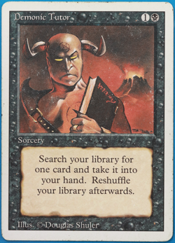 Demonic Tutor Revised HEAVILY PLD Black Uncommon MTG CARD (ID# 498430) ABUGames - Image 1