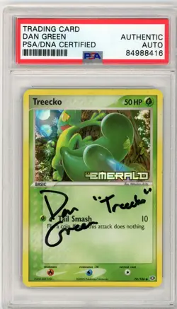 PSA Signed Dan Green Treecko 70/106 Reverse Holo Stamp Pokemon EX Emerald - Image 1