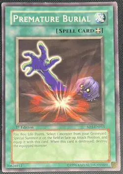 Yu-Gi-Oh! Premature Burial SD1-EN013 Dragon's Roar 1st Edition EN Vintage - Image 1