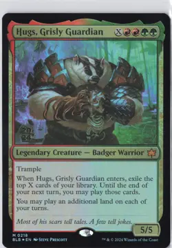 Hugs, Grisly Guardian Bloomburrow Foil Prerelease Promo - NM #218 MTG BLB - Image 1