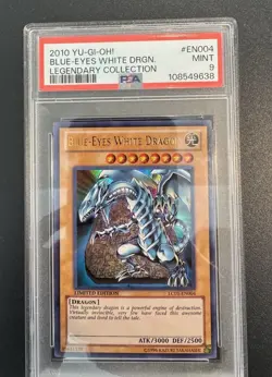 2010 BLUE EYES WHITE DRAGON HOLO LEGENDARY COLLECTION PSA 9 MINT #EN004 YUGIOH - Image 1