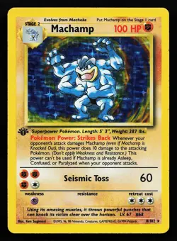 Machamp 8/102 Holo 1st Edition Base Set Unlimited Pokemon Card - Image 1