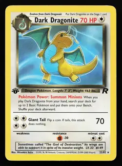 Dark Dragonite 22/82 Rare 1st Edition Team Rocket Pokemon Card - Image 1