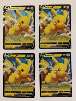 4 x Pikachu V Full Art Promo Cards (SWSH061) - Pokemon Shining Fates 4 Card Lot - Image 1