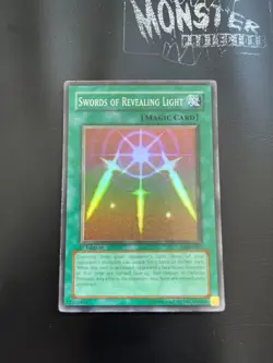YUGIOH SWORDS OF REVEALING LIGHT SUPER RARE LOB-E081 1ST EDITION PLAYED - Image 1