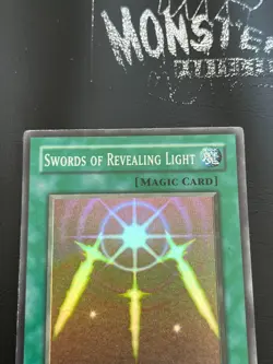 YUGIOH SWORDS OF REVEALING LIGHT SUPER RARE LOB-E081 1ST EDITION PLAYED - Image 3