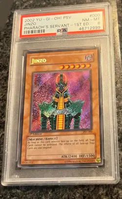 🔥🔥Yu-Gi-Oh Jinzo PSV-000 Secret Rare 1st Edition English Graded PSA 8 NM 🔥🔥 - Image 1