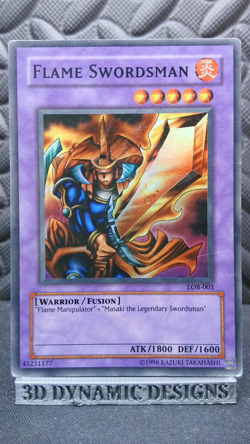 | Yugioh Flame Swordsman LOB-003 Super Rare Legend Of Blue Eyes HP 🔥 | - Image 1