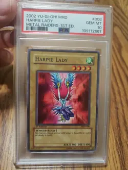 2002 Yu-gi-oh Harpie Lady MRD-008 Metal Raiders 1st Ed PSA Gem Mint 10 New Slab - Image 1