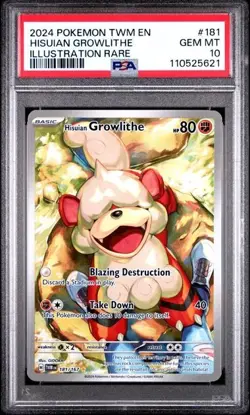 POKEMON PSA 10 SV Twilight Masquerade Hisuian Growlithe 181/167 IR - Image 1