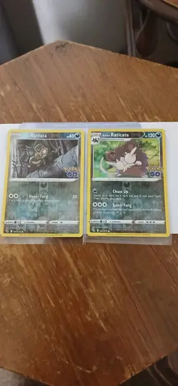 Pokemon Go Alolan Raticate 42/78 Reverse Holo & Aloan Rattata 41/78 Reverse Holo - Image 1