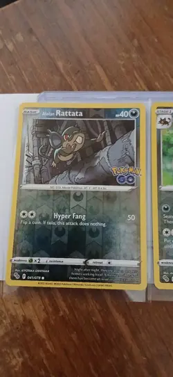 Pokemon Go Alolan Raticate 42/78 Reverse Holo & Aloan Rattata 41/78 Reverse Holo - Image 2