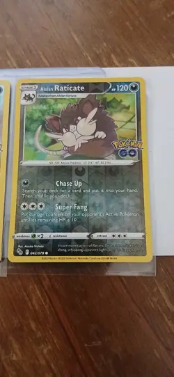Pokemon Go Alolan Raticate 42/78 Reverse Holo & Aloan Rattata 41/78 Reverse Holo - Image 3