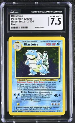 CGC 7.5 Blastoise 2000 Base Set 2 2/130 Holo Pokemon Card psa - Image 1