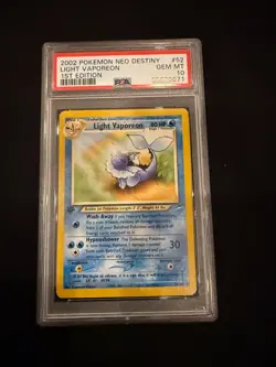 2002 Pokemon Neo Destiny 1st Edition 52/105 Light Vaporeon PSA 10 GEM MINT - Image 1