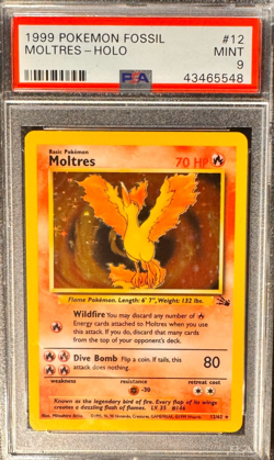 Moltres (12/62) Holo Rare - 1999 Pokemon TCG: Fossil PSA 9 MINT - Image 1