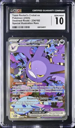 CGC 10 Team Rocket's Crobat ex 234/182 Alt Art SIR Pokemon Destined Rivals psa - Image 1