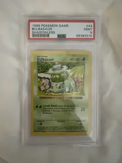 1999 Pokemon Bulbasaur Shadowless #44 PSA 9 Mint - Image 1